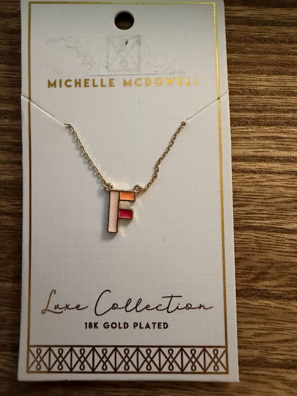 Enamel color block Initial necklace - letter "F"